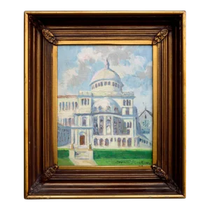 Early 20th Century "The First Church of Christ Scientist" Boston Landscape Painting by Henrietta Dunn Mears, Framed