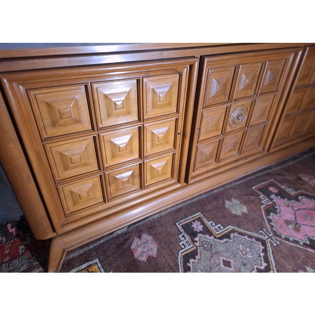 Vintage French Brutalist Walnut Sideboard, 1940s For Sale - Image 9 of 13
