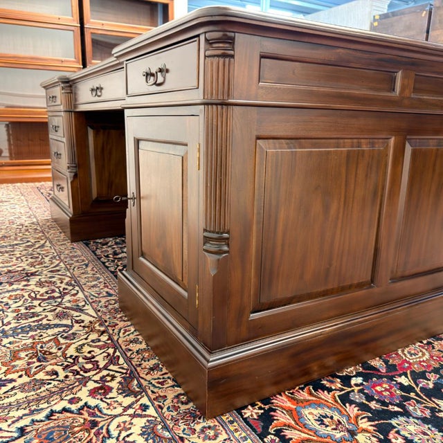 Brown Large Classic English Partnerdesk For Sale - Image 8 of 18