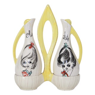 Mid-Century Modern Oil and Vinegar Cruet Set by Esperia, Italy, 1950s, Set of 3 For Sale