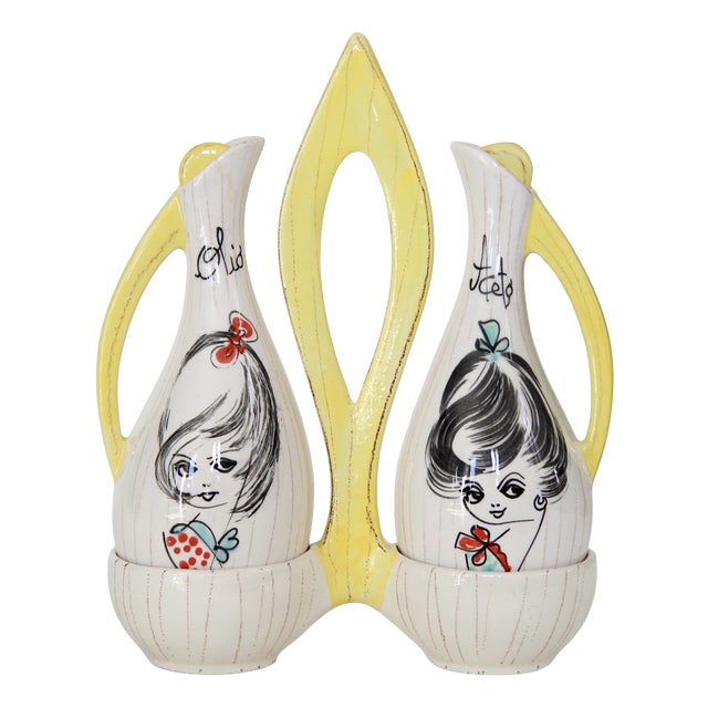 Mid-Century Modern Oil and Vinegar Cruet Set by Esperia, Italy, 1950s, Set of 3 For Sale