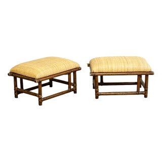 Wooden Ottomans by Lyda Levi for McGuire San Francisco, 1970s, Set of 2 For Sale