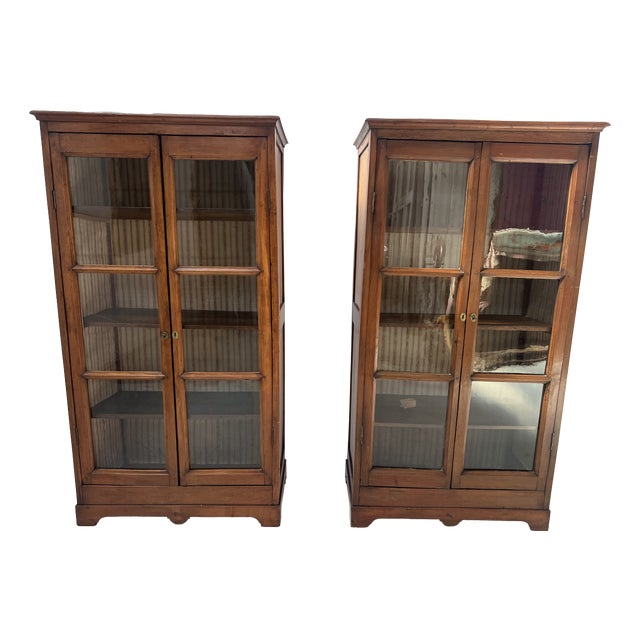 Antique Display Cabinets in Cherry Wood, 1800s, Set of 2 For Sale