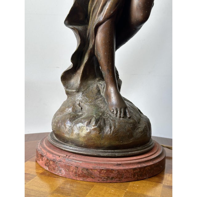 Zinc and Glass Lamp with Nymph from Julien Caussé, 1900s For Sale - Image 5 of 17