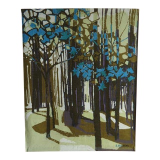 Modernist Forest Print on Linen Wall Hanging by Robert Bushong for Tom Tru For Sale