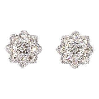 1.33 Carat Round Brilliant Cut Diamond Gold Earrings, Pair For Sale