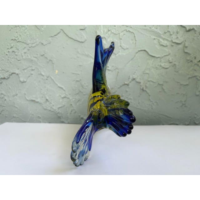 Yellow Late 20th Century Handblown Art Glass Tropical Fish Sculpture With Gold Aventurine Inclusions, Cobalt Blue & Yellow For Sale - Image 8 of 10