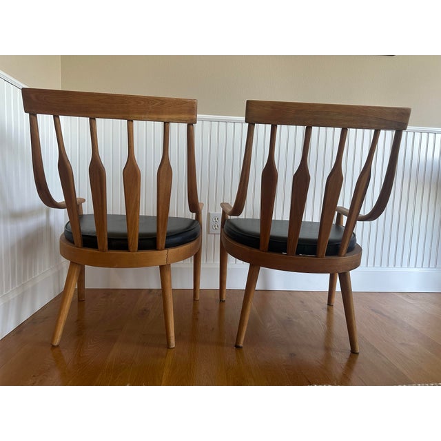 Mid-Century Modern Pair of Mid-Century Teak and Black Vinyl Lounge Chairs by Nemschoff For Sale - Image 3 of 12