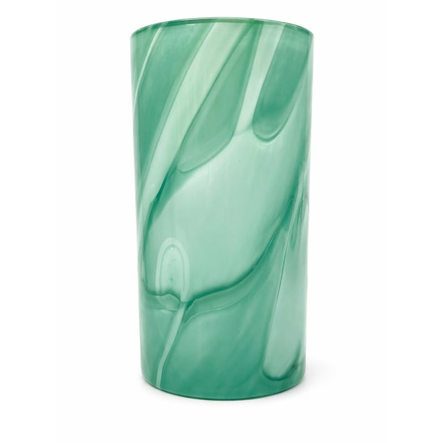 Contemporary Kosta Boda Primavera Vase by Anna Ehrner | Signed Swedish Art Glass | Aqua | 12.75” For Sale - Image 3 of 8