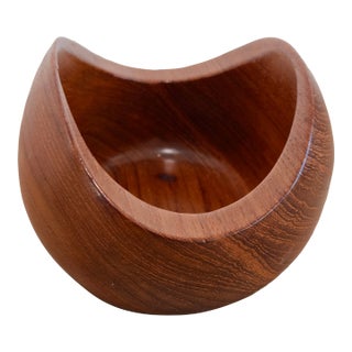 Vintage Teak Biomorphic Bowl Sowe Konst Sweden MCM Sigvard Nilsson Design 6" For Sale