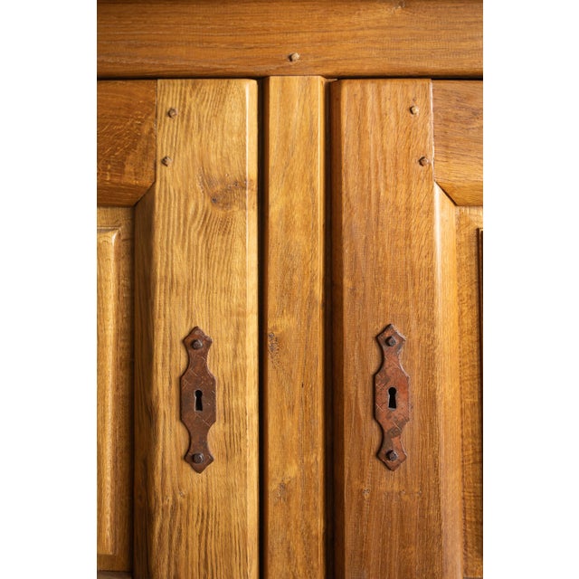 Brown Mid 1900s Large Rustic French - Light Oak Sideboard For Sale - Image 8 of 15