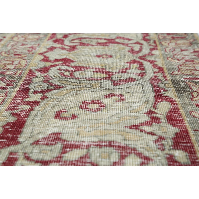 Authentic Antique Heriz Rug – Red, Beige & Olive Floral Pattern - 8' X 9' 9'' For Sale - Image 9 of 15