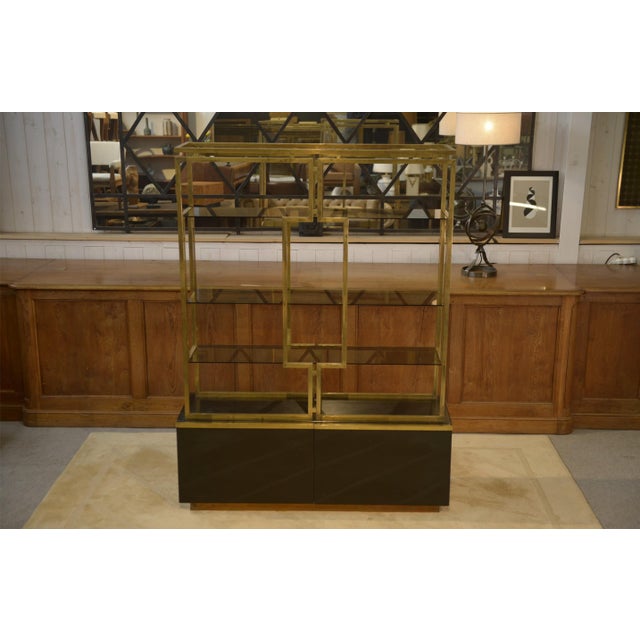 Brass, Lacquered Wood and Smoked Glass Shelf from Kim Moltzer, 1970s For Sale - Image 9 of 13