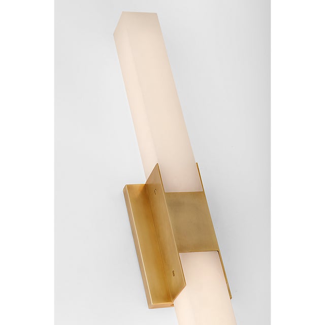 Modern Kelly Wearstler for Visual Comfort Signature Covet 28" Double Bath Light in Antique-Burnished Brass with Alabaster For Sale - Image 3 of 6