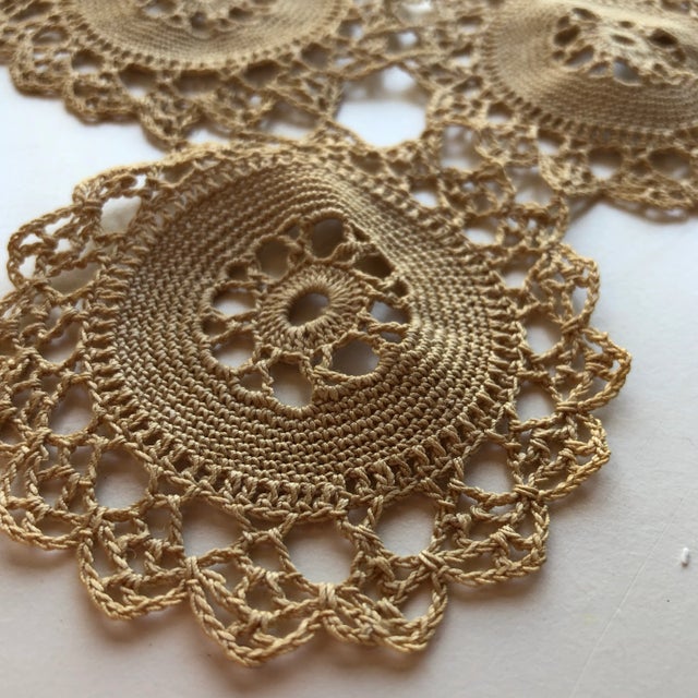 Vintage Handmade Fine Crochet Doilies S/3 For Sale In New York - Image 6 of 7