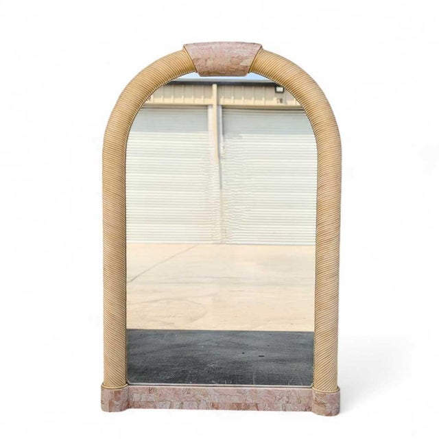1980s Postmodern Tessellated Stone Arched Wall Mirror For Sale - Image 13 of 18