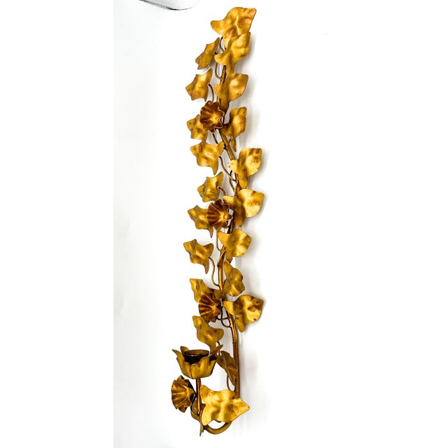 Mid 20th Century Mid-Century Italian Gilt Metal Ivy Wall Sconce – Hollywood Regency / Italian Florentine For Sale - Image 5 of 10