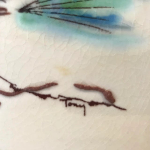 Mid-Century Owl Hand Decorated Framed Tile Panel For Sale In Phoenix - Image 6 of 8