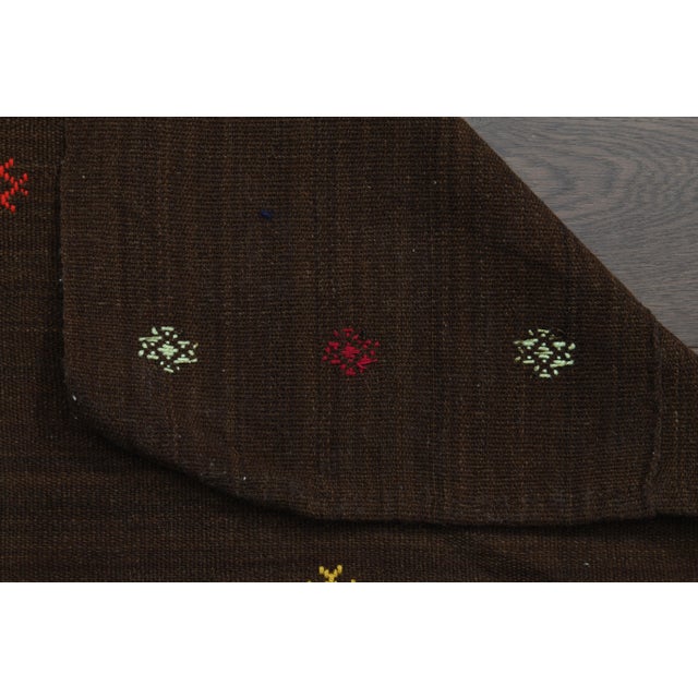 Textile Brown Colorful Vintage Handmade Turkish KIlim Area Rug For Sale - Image 7 of 11