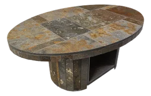 Vintage Oval Brutalist Coffee Table, 1970s