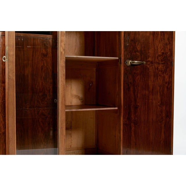 Antique French Art Deco Rosewood Vitrine Display Cabinet or Bookcase, 1940s For Sale - Image 13 of 17