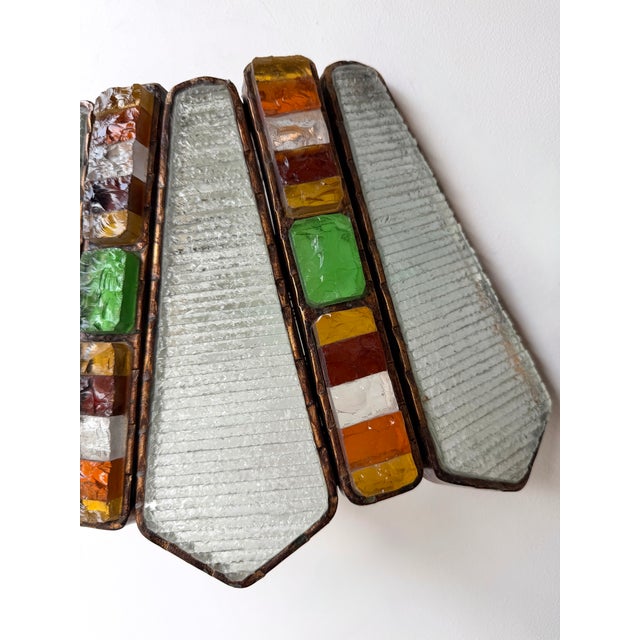 1970s Hammered Glass Wrought Iron Sconce by Longobard - Set of 3 For Sale - Image 12 of 12