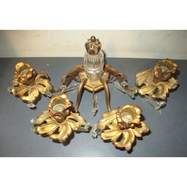 Mid 19th Century Grand Scale French Rococo Louis XV Gilt Bronze/ Heavy Cut Crystal Candle Holder Wall Sconce For Sale - Image 14 of 18