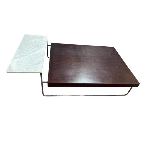 Modern Antonio Citterio Style Coffee Table With Marble Side For Sale - Image 3 of 7