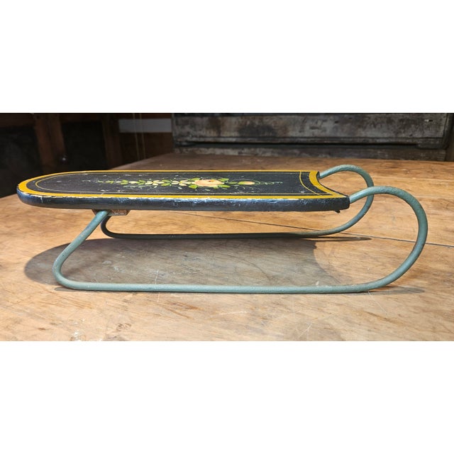 Antique Hand Painted Salesman Sample Wooden Sled For Sale - Image 9 of 15