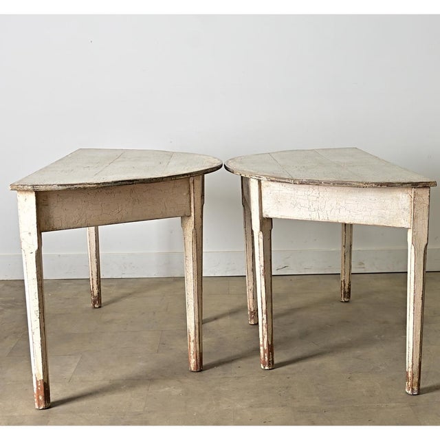 Wood Swedish 20th Century Pair of Demilune Consoles For Sale - Image 7 of 12