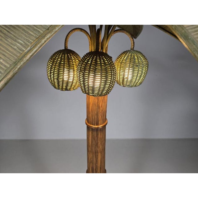1970s Mario Lopez Toress Bamboo Palm Tree Floor Lamp, 1970s For Sale - Image 5 of 12