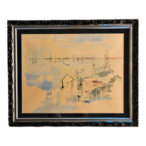 Alfred Birdsey (1912-1996) Original Signed Watercolor Painting, 1980, Framed Bermuda Modernist Landscape