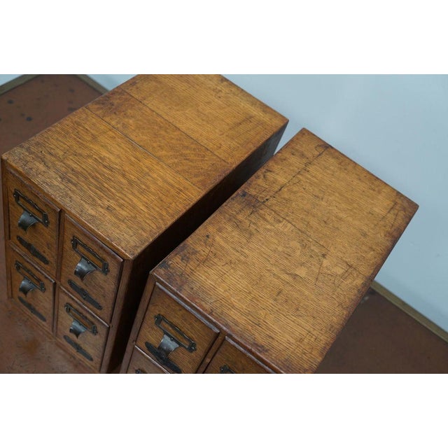 Wood French Oak Apothecary Cabinet / Filing Cabinet, 1920s, Set of 2 For Sale - Image 7 of 17