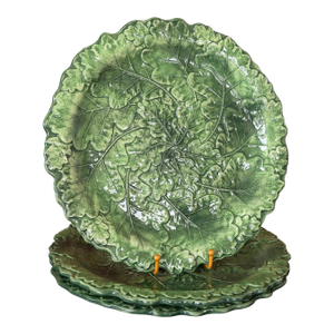 Italian Vietri Foglia Fresca Leaf Majolica Charger Plates — Set of 3