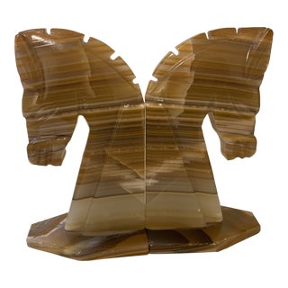 Mid 20th Century Mid-Century Marble Horse Head Bookends - a Pair For Sale