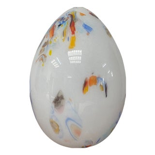 White Millefiori Murano Glass Egg Lamp For Sale