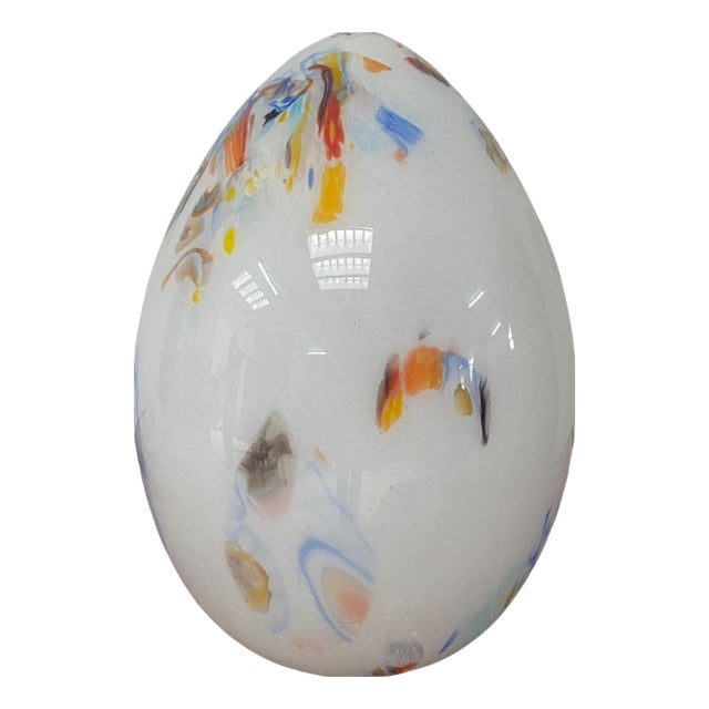 White Millefiori Murano Glass Egg Lamp For Sale