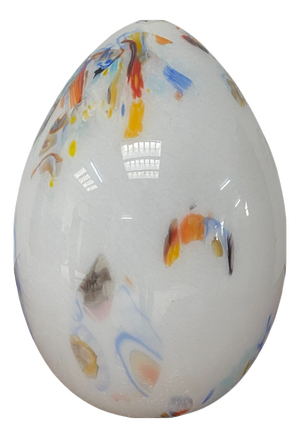 White Millefiori Murano Glass Egg Lamp