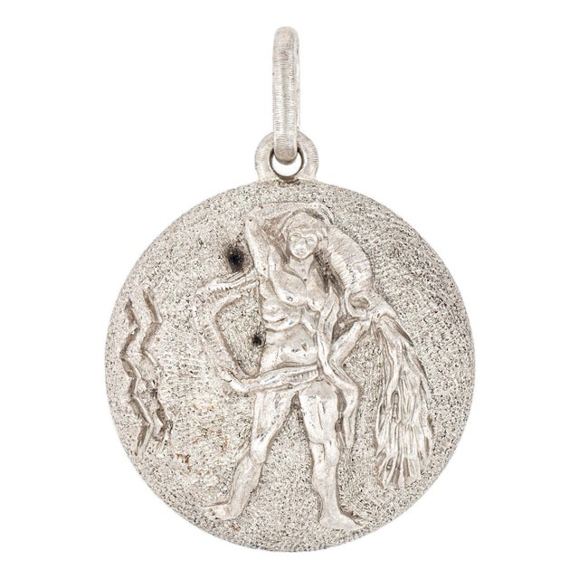 Vintage 70s Pendant Gianmaria Buccellati Aquarius Zodiac Charm Sterling Silver For Sale