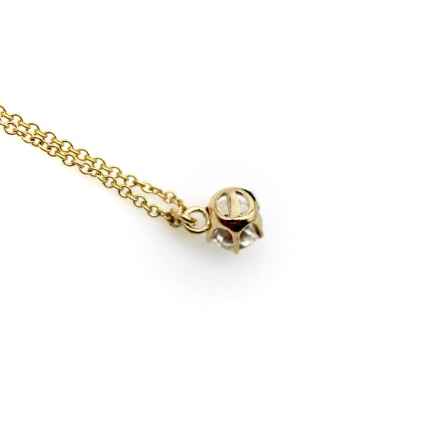 Traditional 1910s 0.60 Carat Antique Old European Cut Diamond and 14k Gold Necklace For Sale - Image 3 of 10
