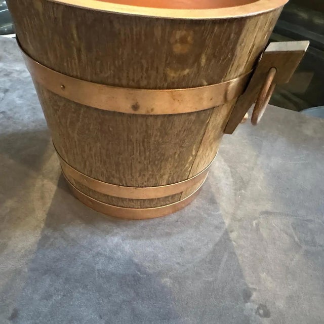A 1960s Mid-Century Modern Oak and Copper French Wine Cooler For Sale - Image 11 of 14