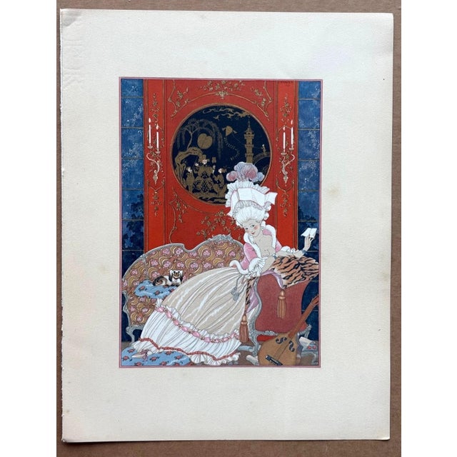 Up for sale is this beautiful, limited edition, hand-colored pochoir print by George Barbier. It is one of several we are...