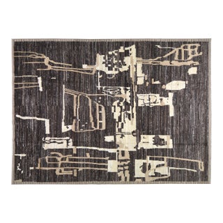 Moroccan Hand Knotted Wool Rug, 9'x12'5" For Sale