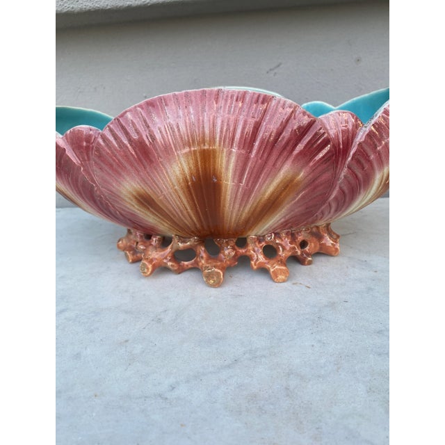 De Sarreguemines 19th Century Majolica Shell Jardiniere Sarreguemines For Sale - Image 4 of 7
