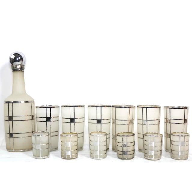 1930s Fostoria Silver Overlay Art Deco Bar Cocktail Set- 13 Pieces For Sale - Image 11 of 11