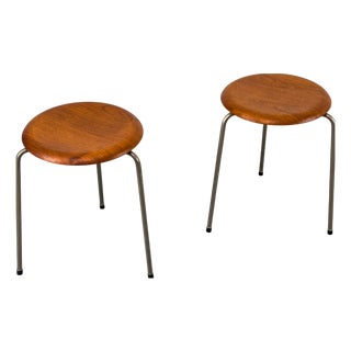 Dot Stools in Teak by Arne Jacobsen for Fritz Hansen, 1950s, Set of 2 For Sale