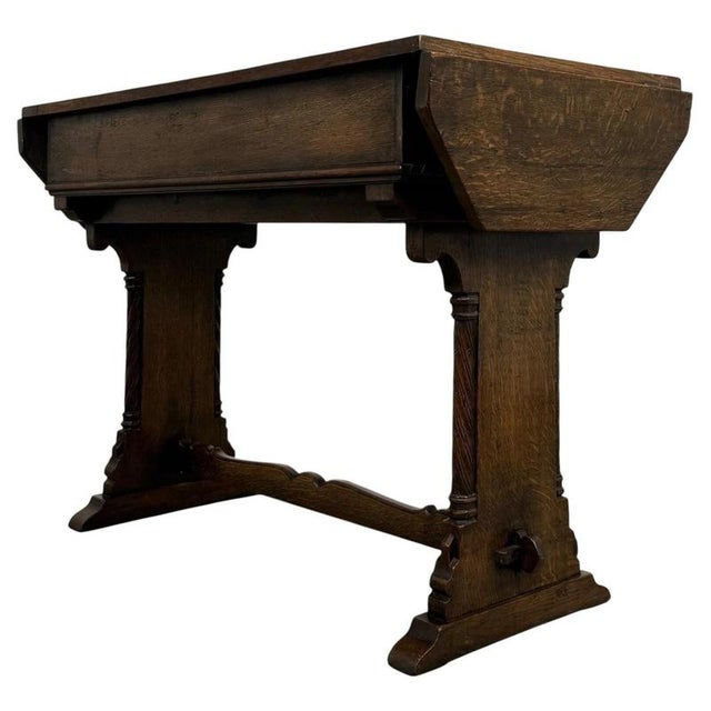 20th Century Gothic Revival English Oak Side Table For Sale - Image 12 of 17