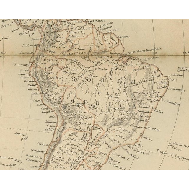 19th Century Antique Map of the Western Hemisphere with Highest Mountains Table, 1858 For Sale - Image 5 of 9