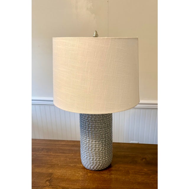 Liam Embossed Ceramic Table Lamp For Sale - Image 4 of 9