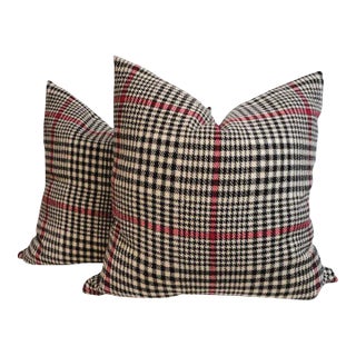 Pair of Plaid Hounds Tooth Pillows For Sale